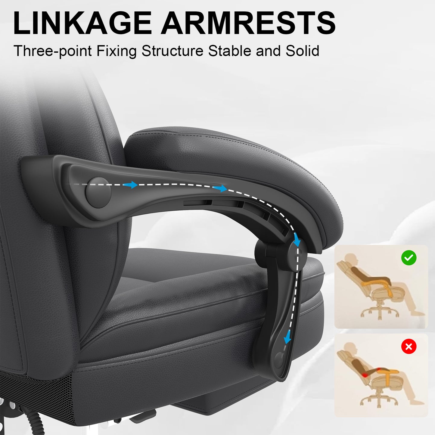 E-Motie Home Office Ergonomic Chair, High Back Computer Chair with Flip-up Arms and Footrest for Work, 600lb