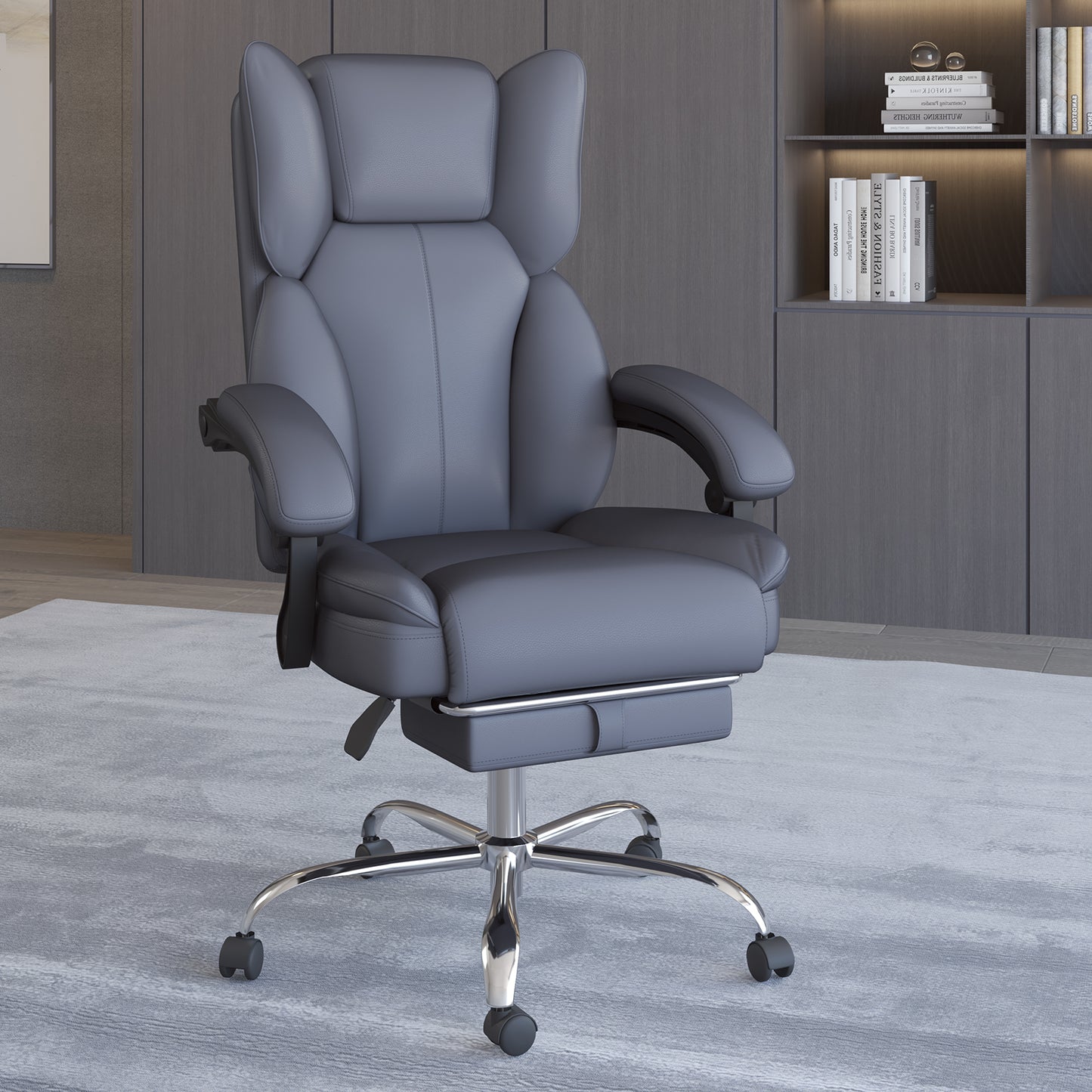 E-Motie Home Office Ergonomic Chair, High Back Computer Chair with Flip-up Arms and Footrest for Work, 600lb
