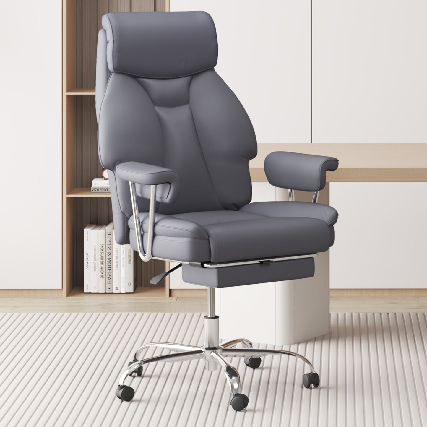 E-Motie Home Office Ergonomic Chair, High Back Computer Chair with Flip-up Arms and Footrest for Work, 600lb