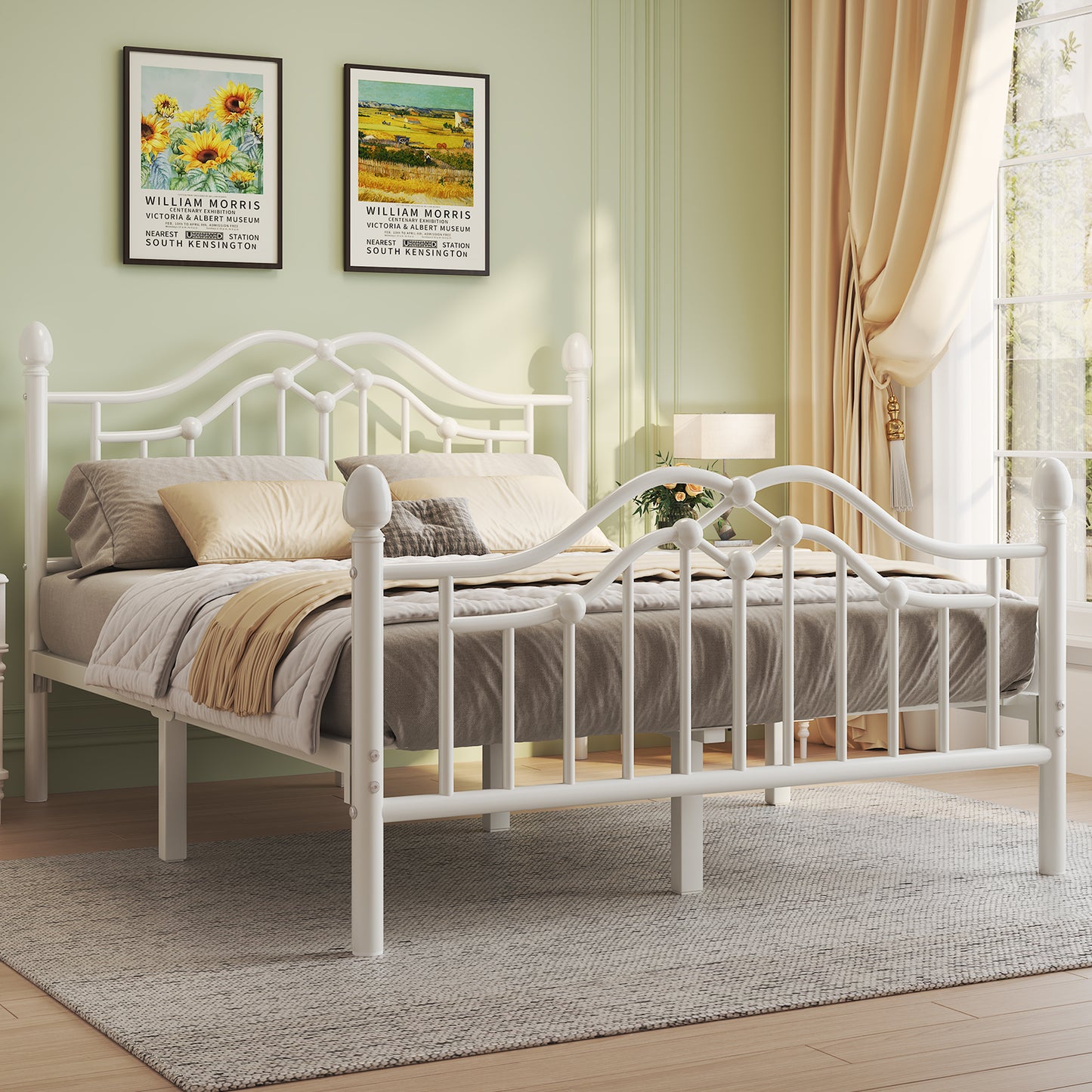 Metal Bed Frame with Headboard and Footboard,Sturdy Steel Slat Support