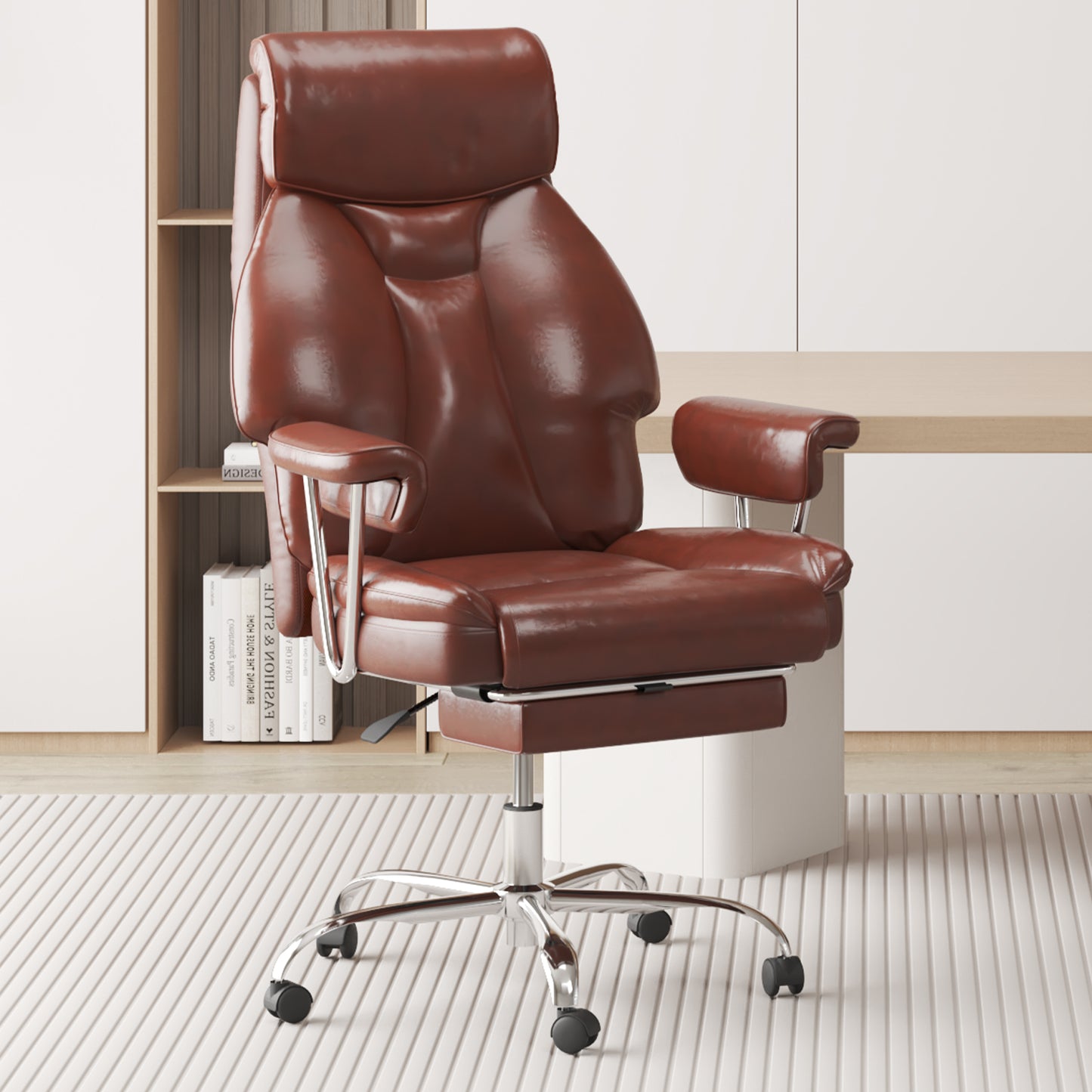 E-Motie Home Office Ergonomic Chair, High Back Computer Chair with Flip-up Arms and Footrest for Work, 600lb