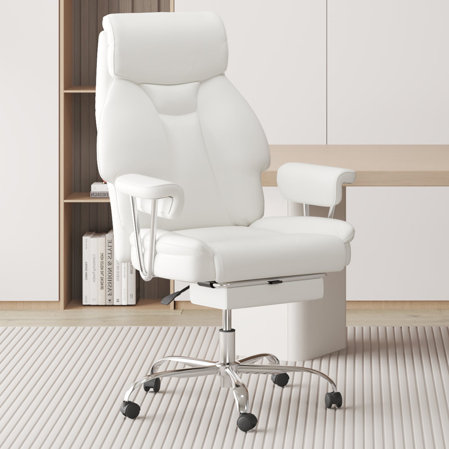 E-Motie Home Office Ergonomic Chair, High Back Computer Chair with Flip-up Arms and Footrest for Work, 600lb