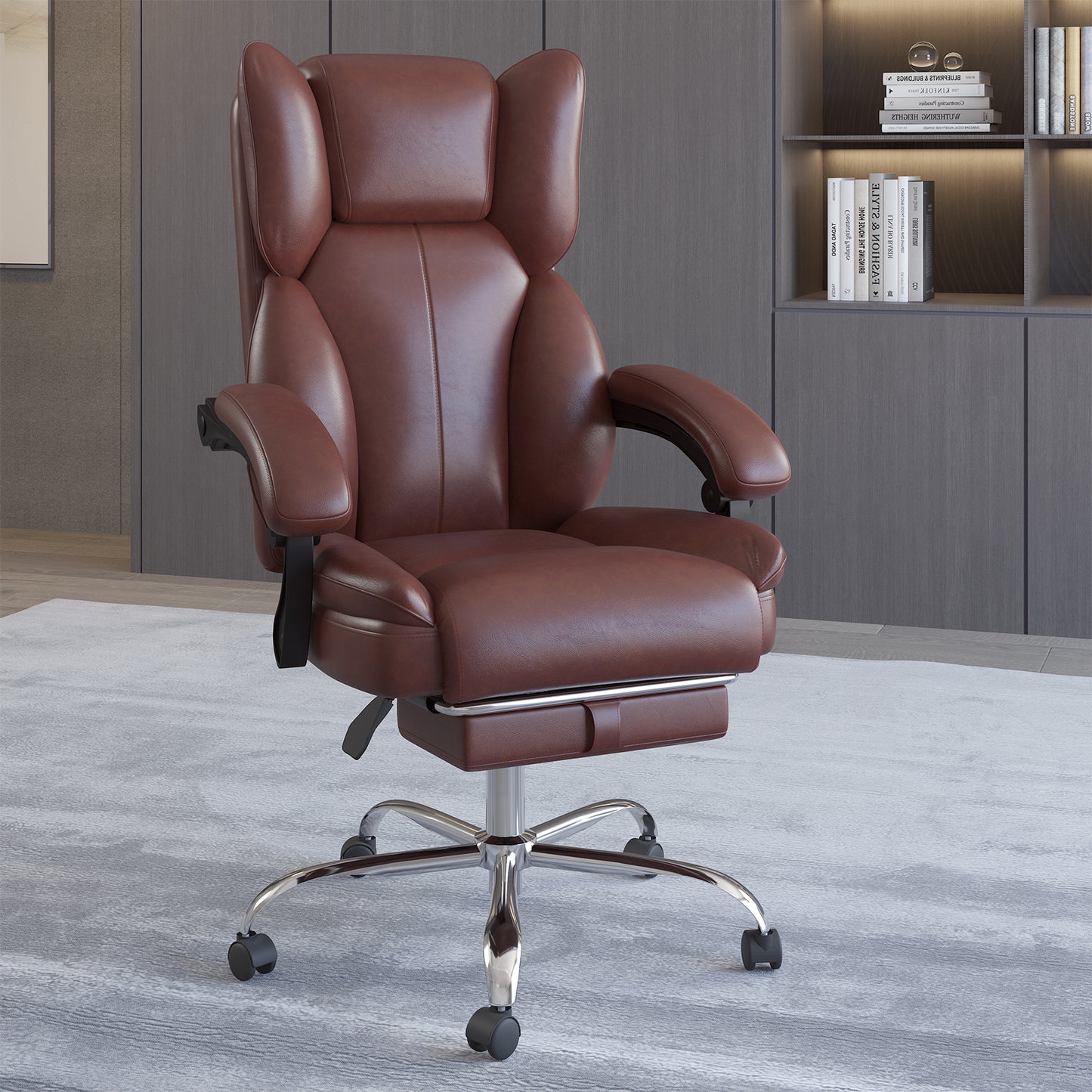 E-Motie Home Office Ergonomic Chair, High Back Computer Chair with Flip-up Arms and Footrest for Work, 600lb