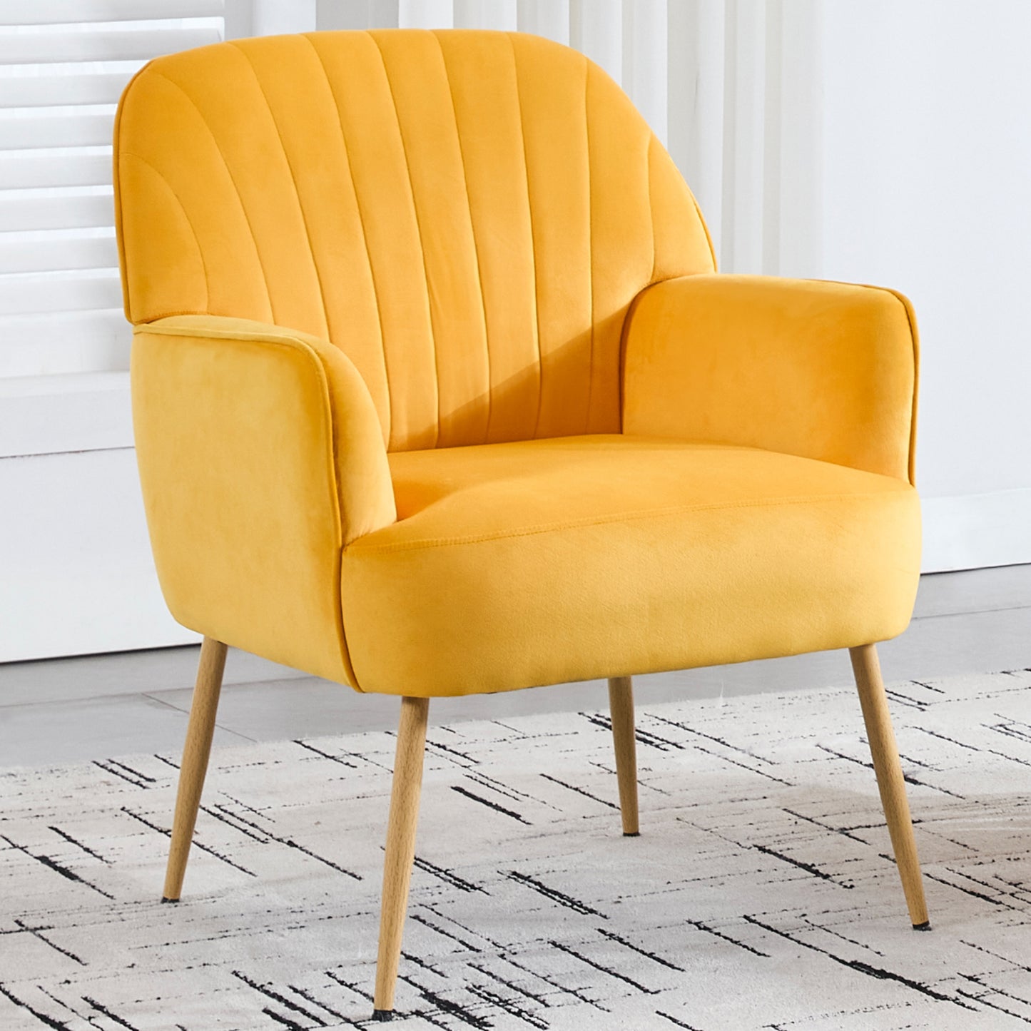 Velvet Accent Chair, Modern Upholstered Single Sofa Side Living Room Chair