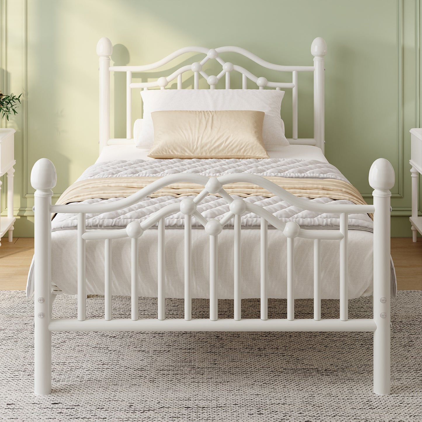 Metal Bed Frame with Headboard and Footboard,Sturdy Steel Slat Support