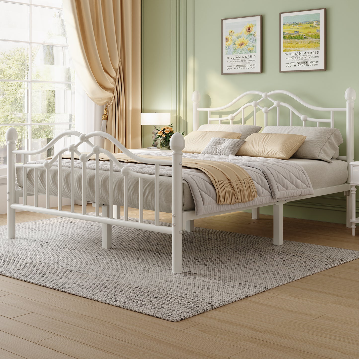 Metal Bed Frame with Headboard and Footboard,Sturdy Steel Slat Support