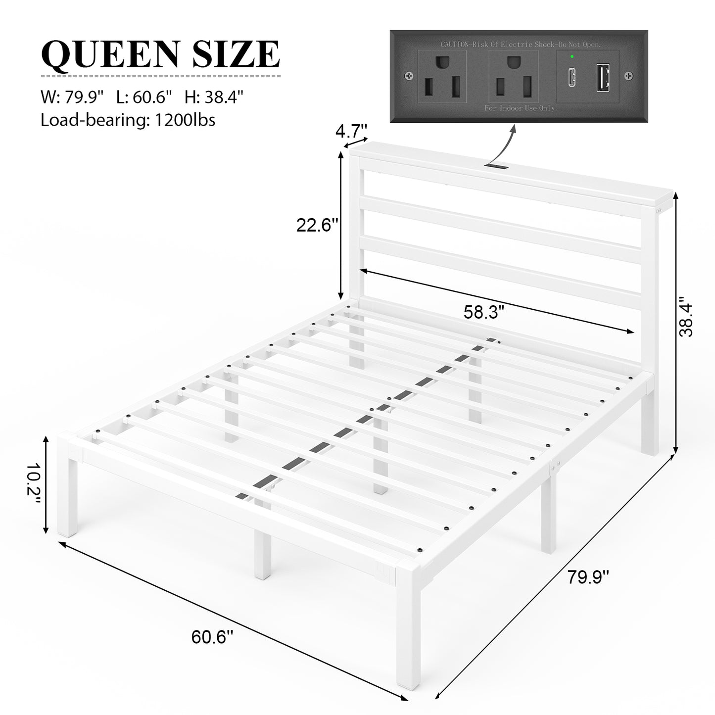 E-motie Metal Platform Bed Frame with Headboard, Under-Bed Storage