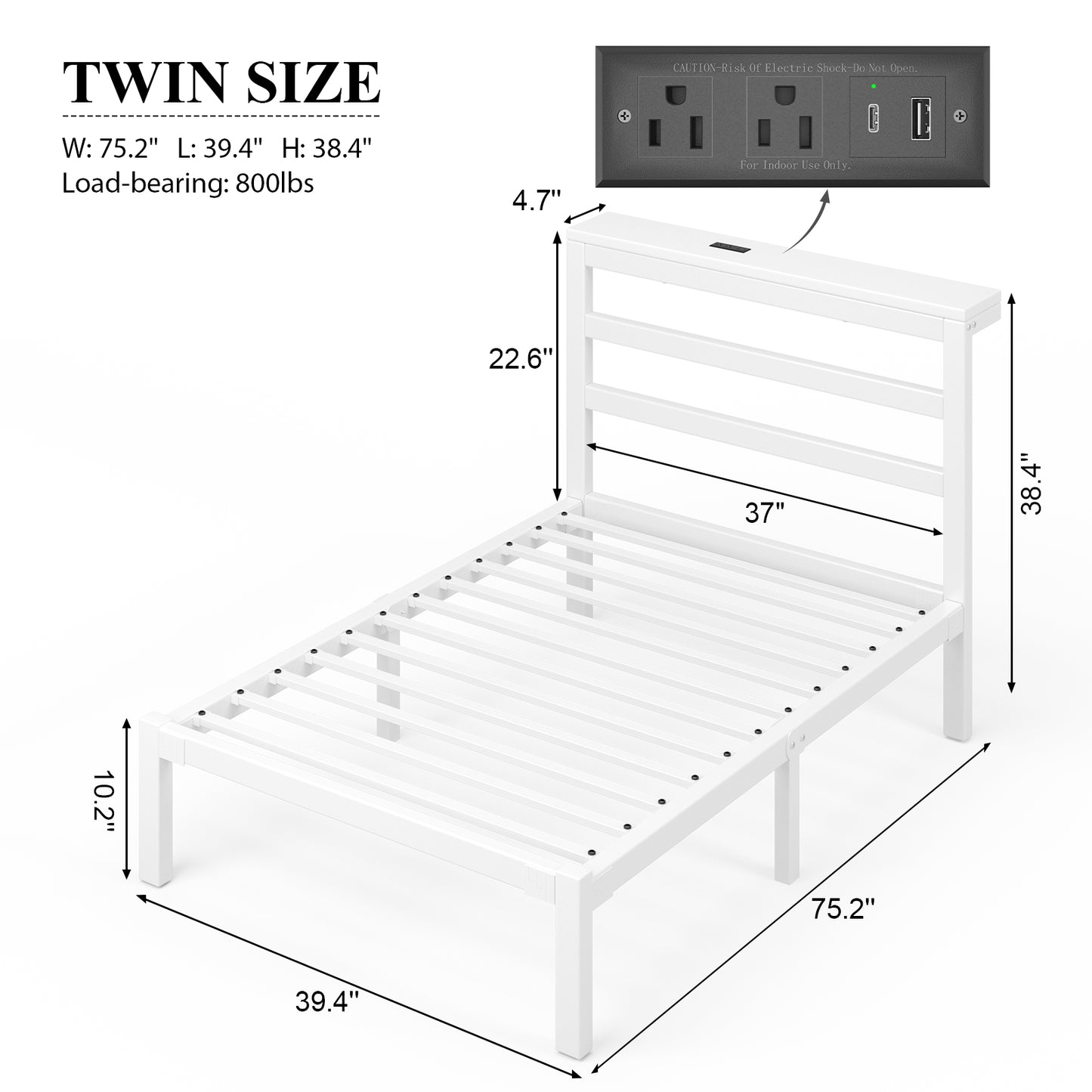 E-motie Metal Platform Bed Frame with Headboard, Under-Bed Storage