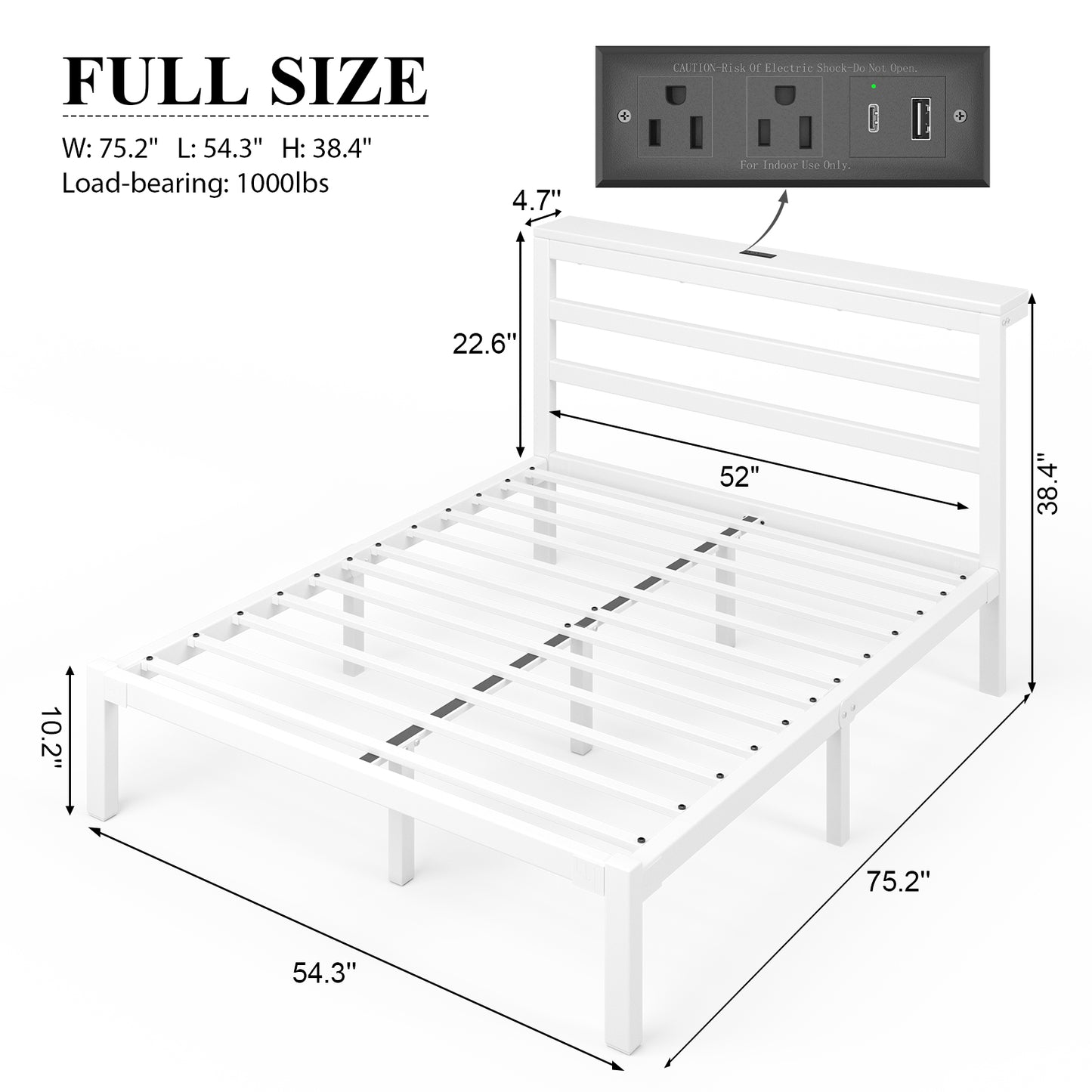 E-motie Metal Platform Bed Frame with Headboard, Under-Bed Storage