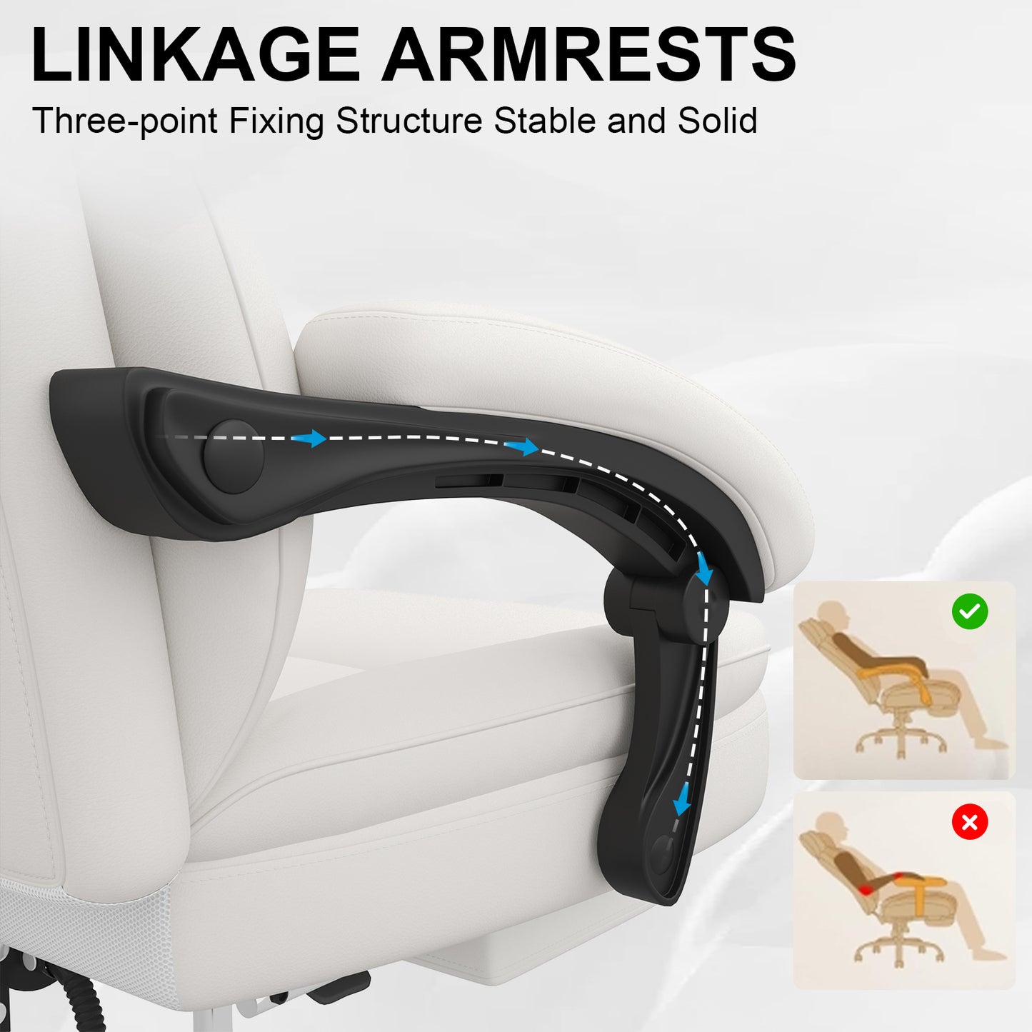 E-Motie Home Office Ergonomic Chair, High Back Computer Chair with Flip-up Arms and Footrest for Work, 600lb