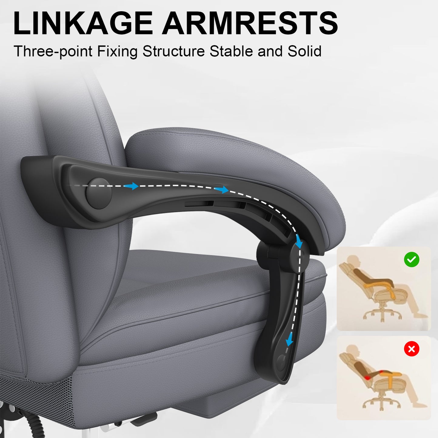E-Motie Home Office Ergonomic Chair, High Back Computer Chair with Flip-up Arms and Footrest for Work, 600lb