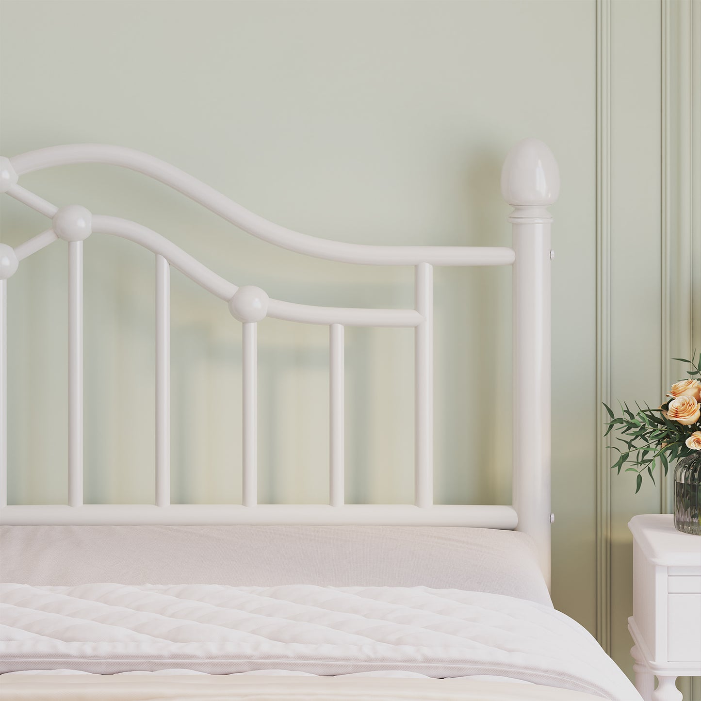 Metal Bed Frame with Headboard and Footboard,Sturdy Steel Slat Support