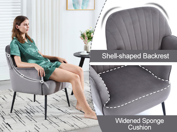 Velvet Accent Chair, Modern Upholstered Single Sofa Side Living Room Chair