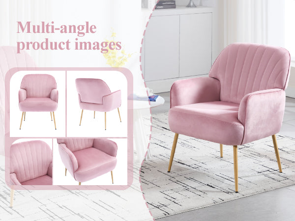 Velvet Accent Chair, Modern Upholstered Single Sofa Side Living Room Chair