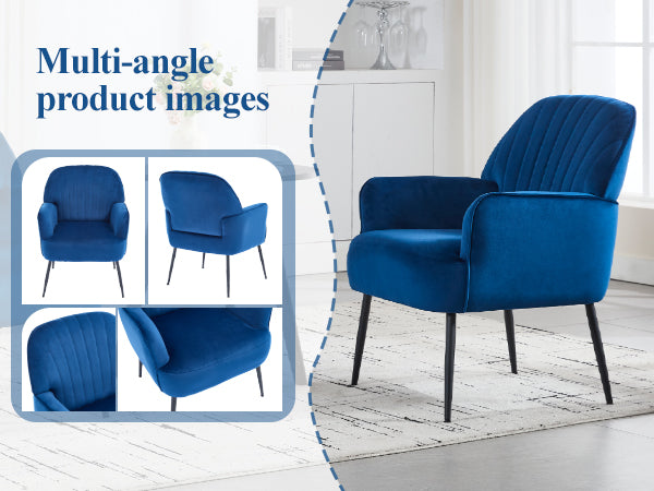 Velvet Accent Chair, Modern Upholstered Single Sofa Side Living Room Chair