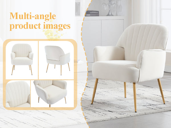 Velvet Accent Chair, Modern Upholstered Single Sofa Side Living Room Chair