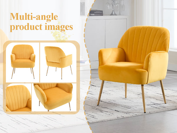Velvet Accent Chair, Modern Upholstered Single Sofa Side Living Room Chair