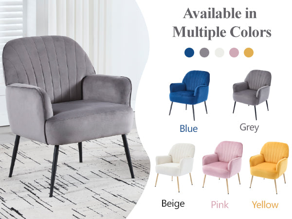 Velvet Accent Chair, Modern Upholstered Single Sofa Side Living Room Chair