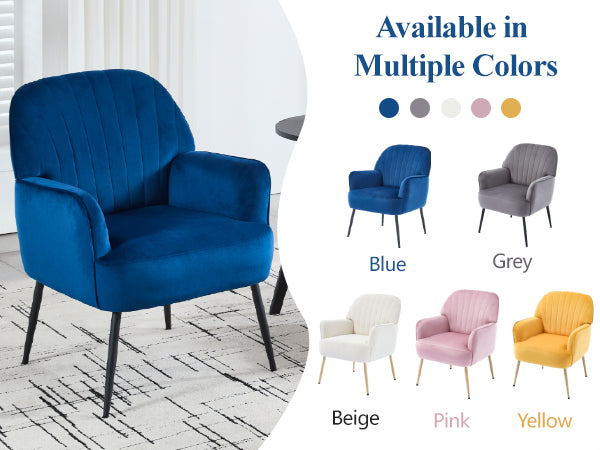 Velvet Accent Chair, Modern Upholstered Single Sofa Side Living Room Chair
