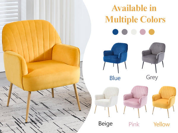 Velvet Accent Chair, Modern Upholstered Single Sofa Side Living Room Chair