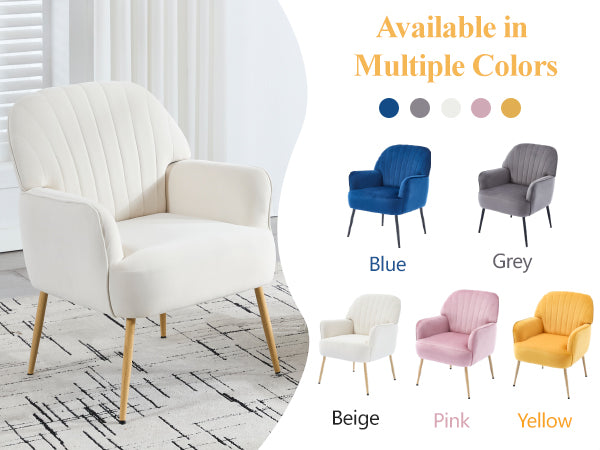 Velvet Accent Chair, Modern Upholstered Single Sofa Side Living Room Chair