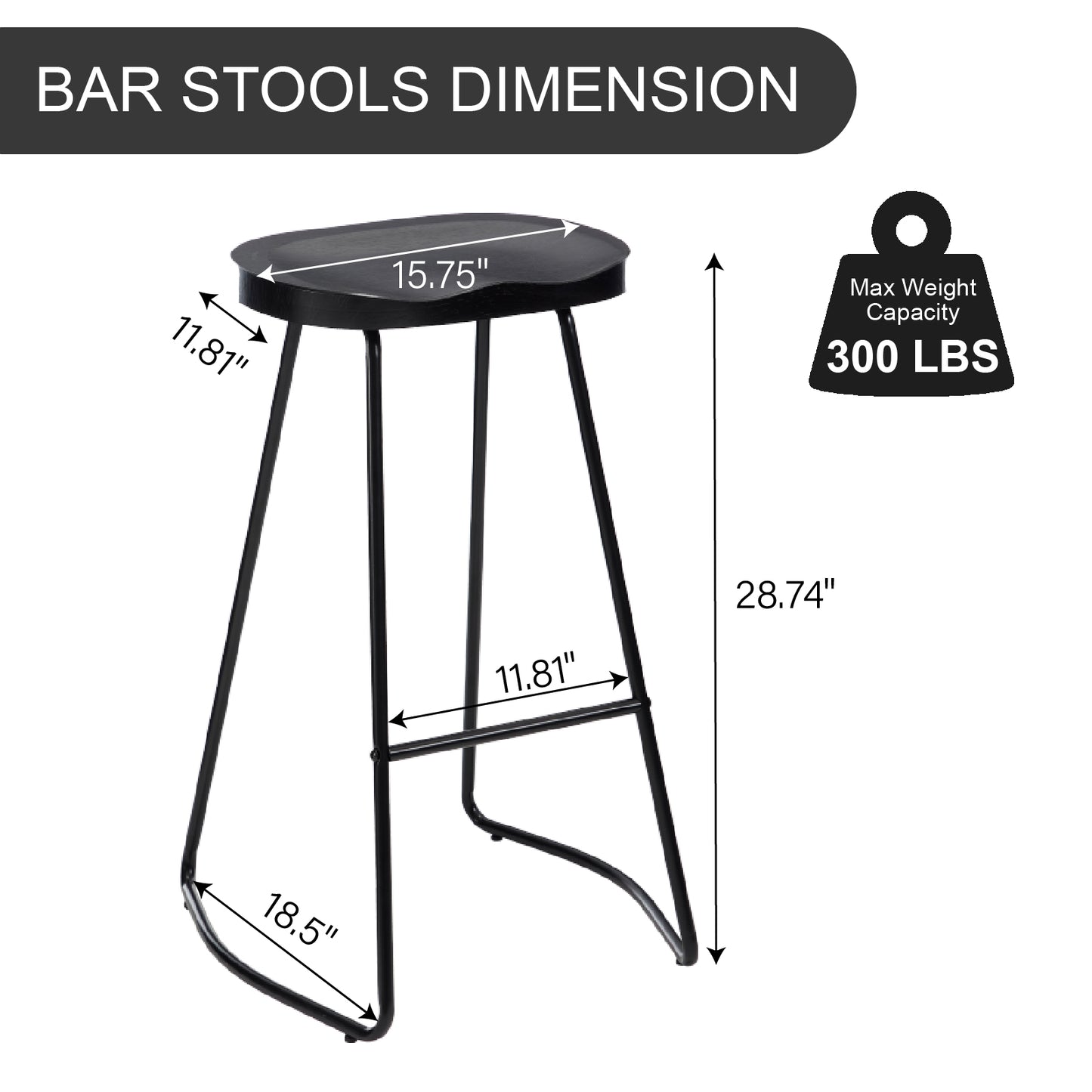 Bar Stools, Round Bar Chairs with Footrest, 28.7" Solid Wood Industrial Kitchen Island Barstool,for Dining Room, Kitchen, Counter Bar, Coffee Shop