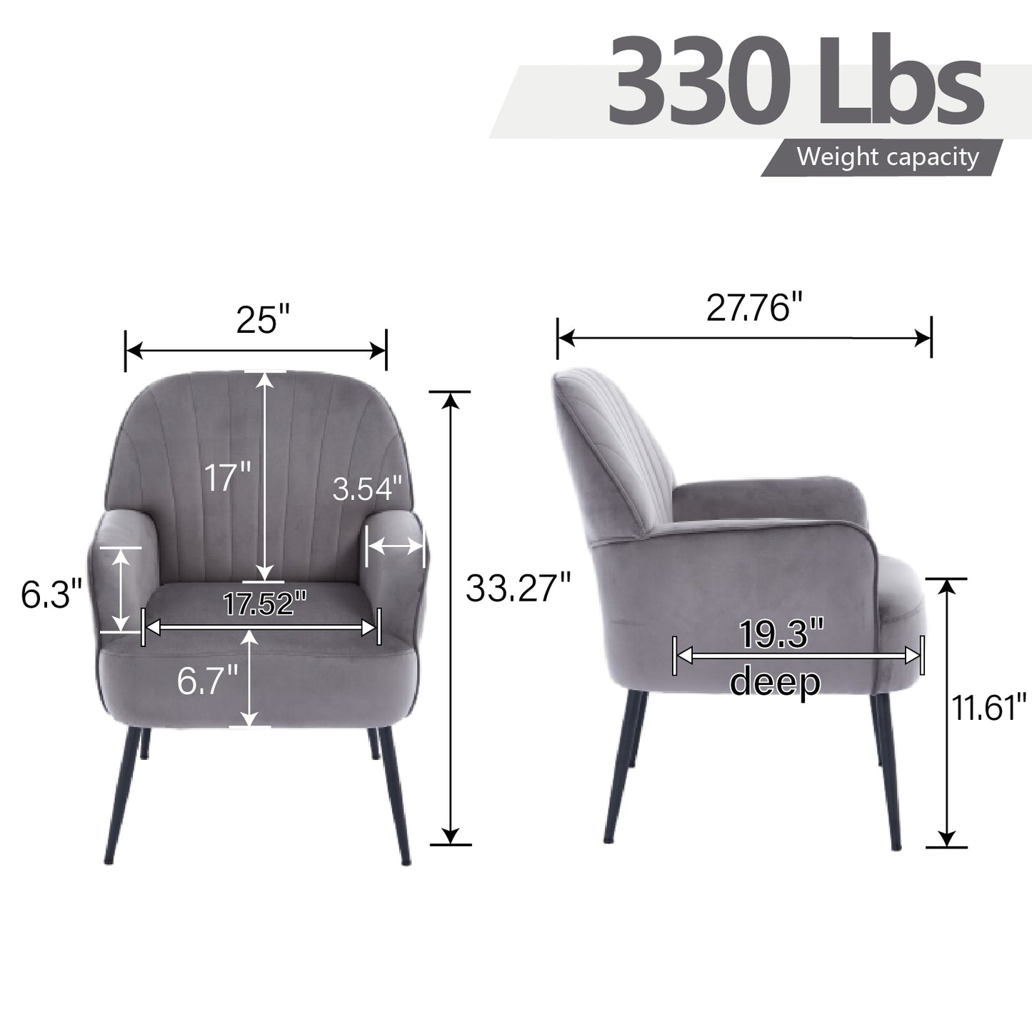 Velvet Accent Chair, Modern Upholstered Single Sofa Side Living Room Chair
