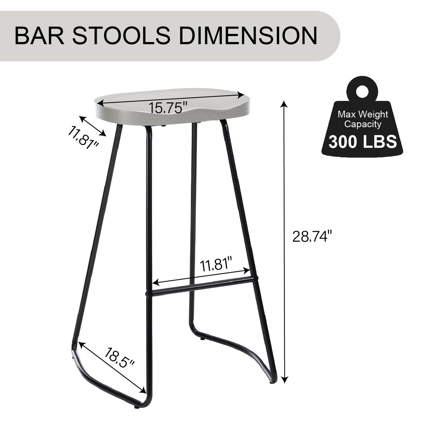 Bar Stools, Round Bar Chairs with Footrest, 28.7" Solid Wood Industrial Kitchen Island Barstool,for Dining Room, Kitchen, Counter Bar, Coffee Shop