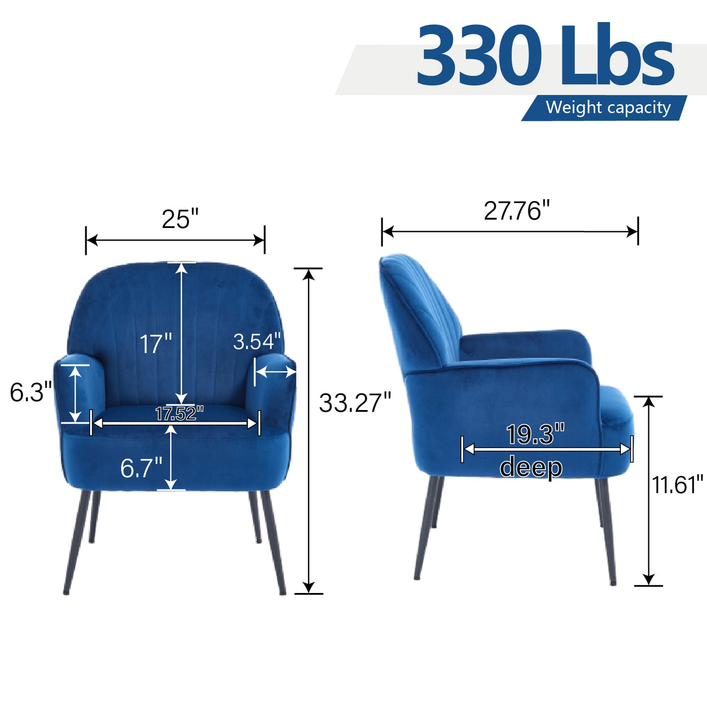 Velvet Accent Chair, Modern Upholstered Single Sofa Side Living Room Chair