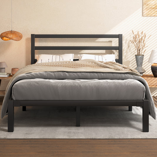 E-motie Metal Platform Bed Frame with Headboard, Under-Bed Storage
