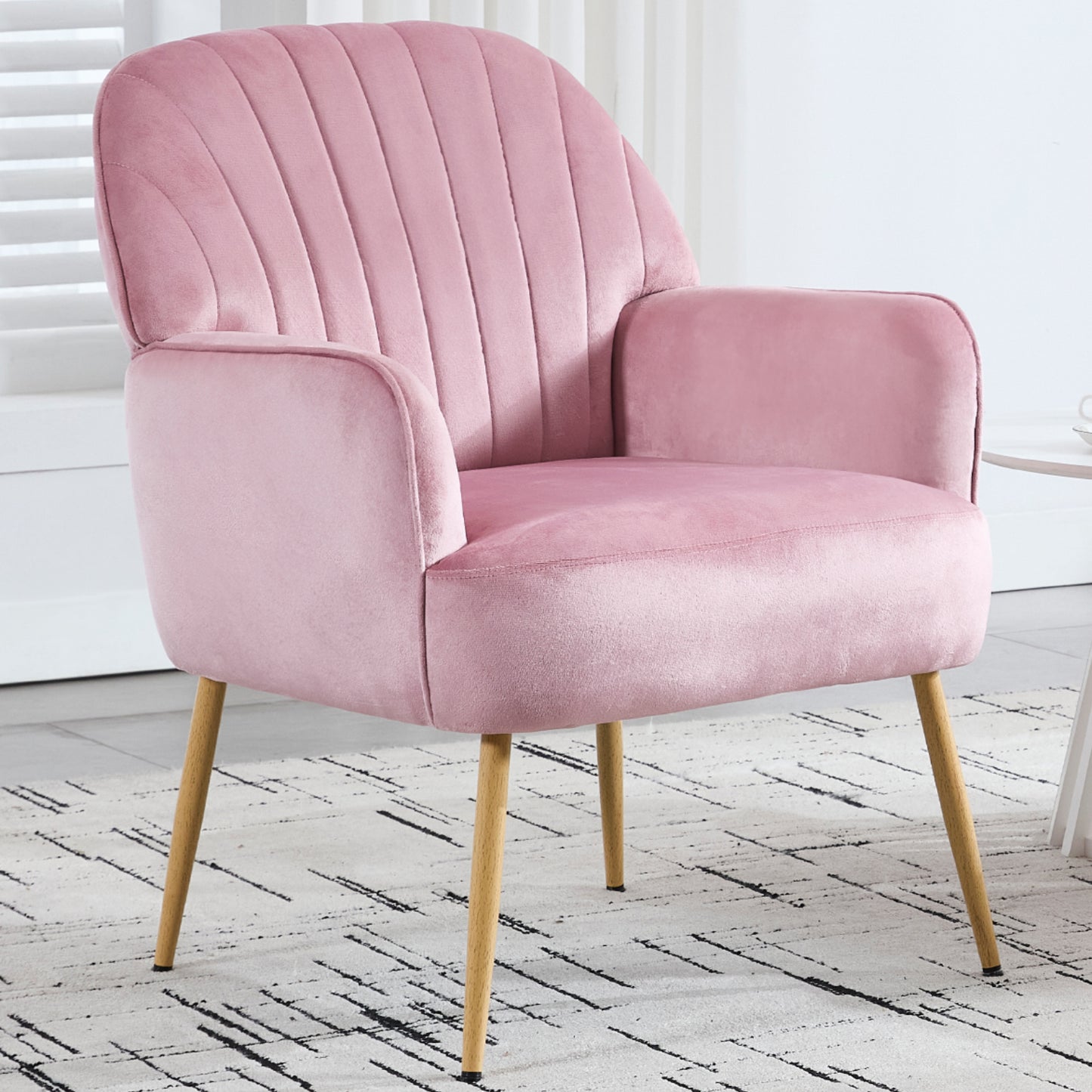 Velvet Accent Chair, Modern Upholstered Single Sofa Side Living Room Chair
