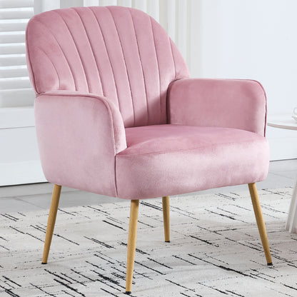 Velvet Accent Chair, Modern Upholstered Single Sofa Side Living Room Chair
