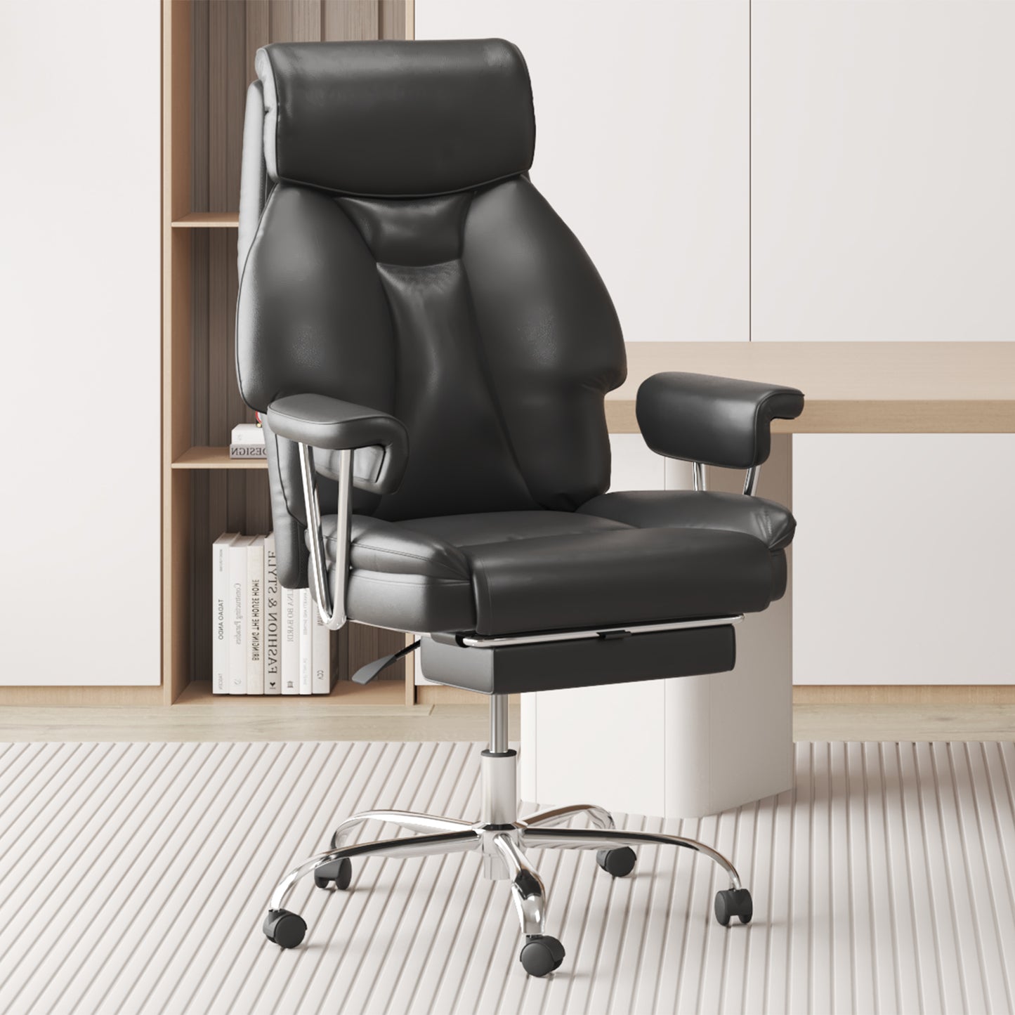 E-Motie Home Office Ergonomic Chair, High Back Computer Chair with Flip-up Arms and Footrest for Work, 600lb