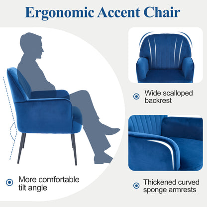 Velvet Accent Chair, Modern Upholstered Single Sofa Side Living Room Chair
