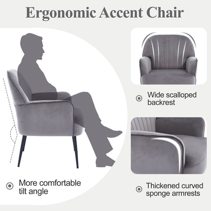 Velvet Accent Chair, Modern Upholstered Single Sofa Side Living Room Chair