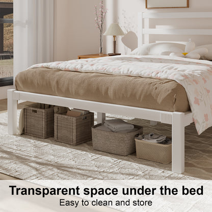 E-motie Metal Platform Bed Frame with Headboard, Under-Bed Storage