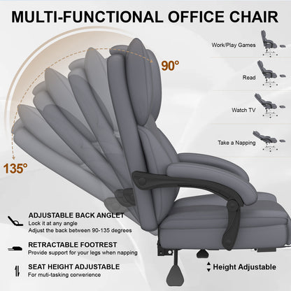 E-Motie Home Office Ergonomic Chair, High Back Computer Chair with Flip-up Arms and Footrest for Work, 600lb