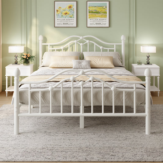 Metal Bed Frame with Headboard and Footboard,Sturdy Steel Slat Support