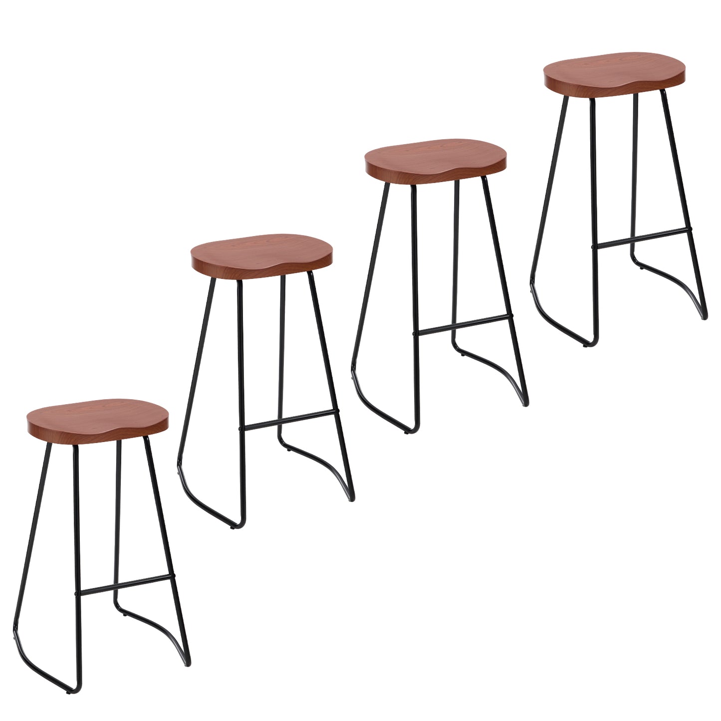 Bar Stools, Round Bar Chairs with Footrest, 28.7" Solid Wood Industrial Kitchen Island Barstool,for Dining Room, Kitchen, Counter Bar, Coffee Shop