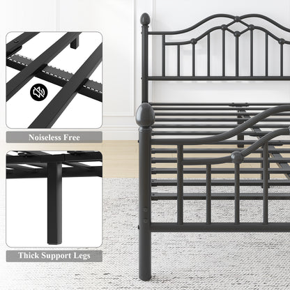 Metal Bed Frame with Headboard and Footboard,Sturdy Steel Slat Support