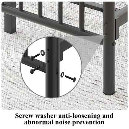 Metal Bed Frame with Headboard and Footboard,Sturdy Steel Slat Support