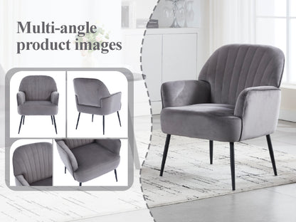Velvet Accent Chair, Modern Upholstered Single Sofa Side Living Room Chair
