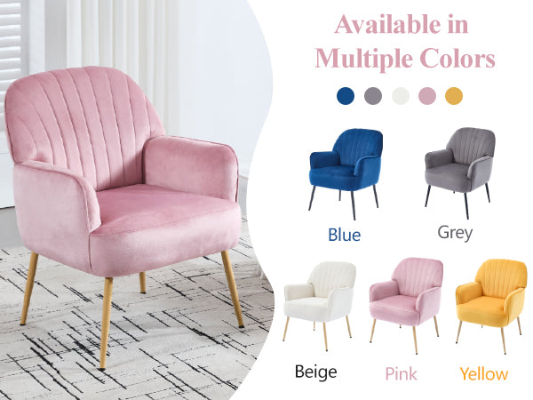 Velvet Accent Chair, Modern Upholstered Single Sofa Side Living Room Chair