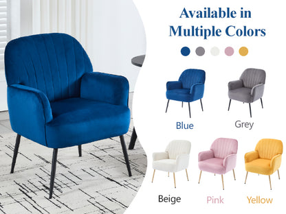 Velvet Accent Chair, Modern Upholstered Single Sofa Side Living Room Chair