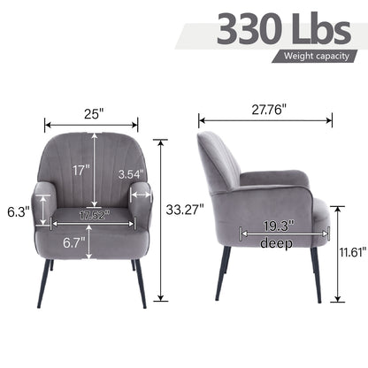 Velvet Accent Chair, Modern Upholstered Single Sofa Side Living Room Chair
