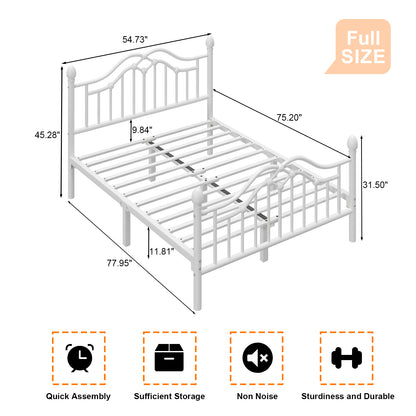Metal Bed Frame with Headboard and Footboard,Sturdy Steel Slat Support