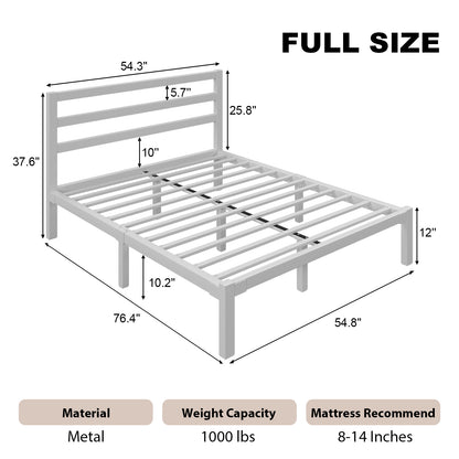 E-motie Metal Platform Bed Frame with Headboard, Under-Bed Storage